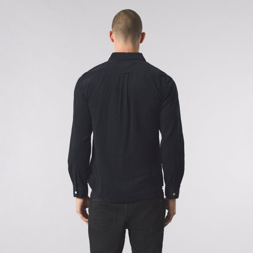 Pretty Green Campbell Regular Fit Long Sleeve Cord Shirt - Black