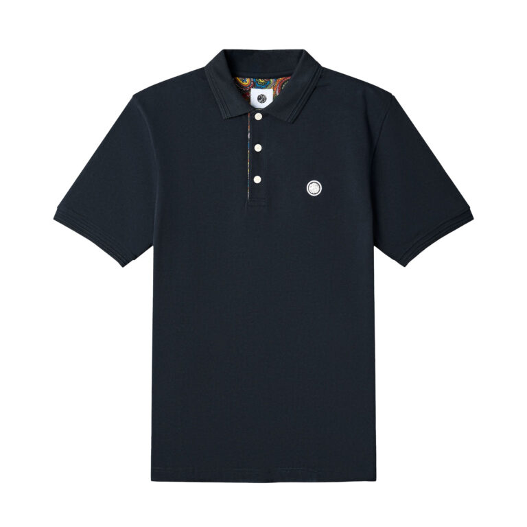 Pretty Green House Paisley Slim Fit Short Sleeve Placket Polo - Black