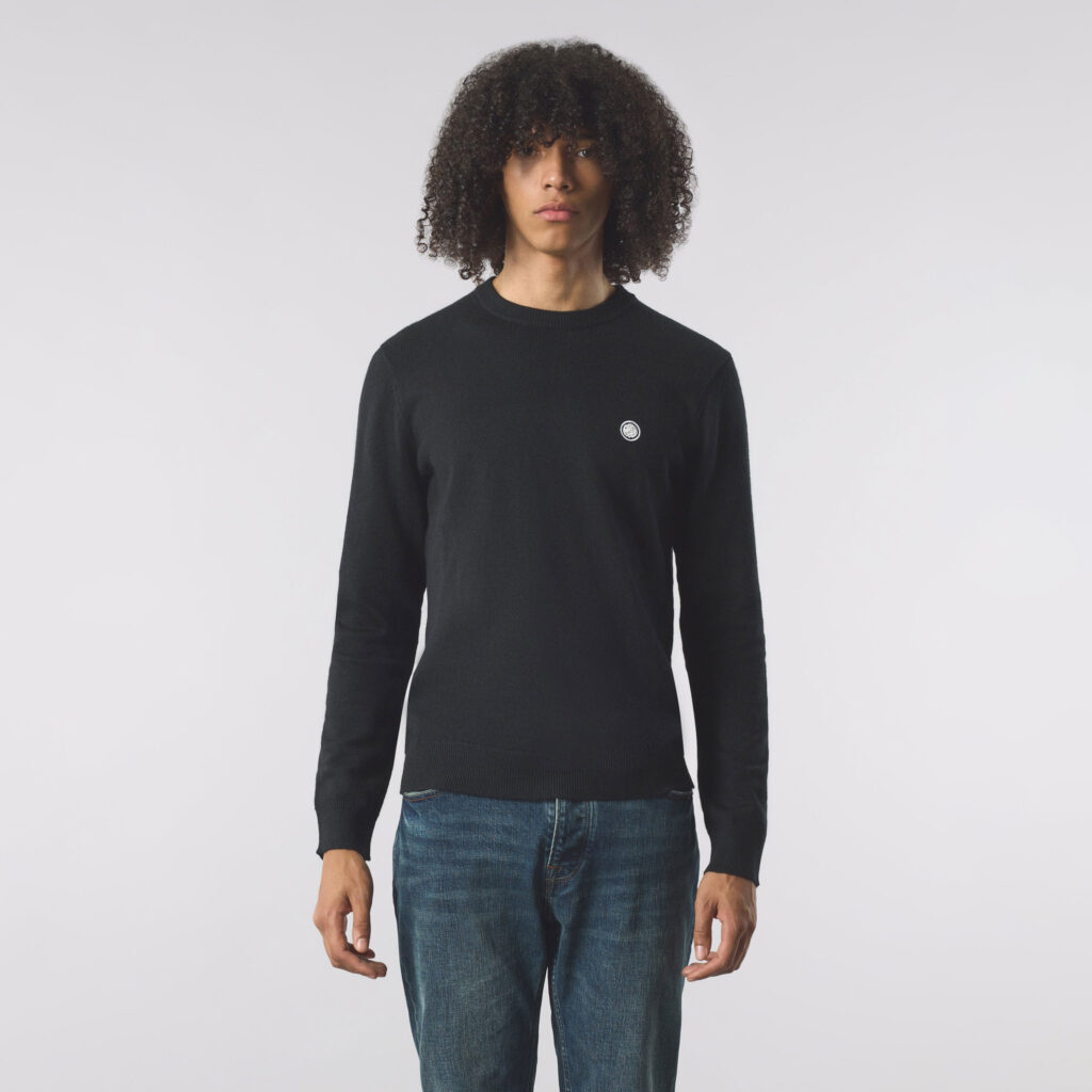 Pretty Green Merino Blend Regular Fit Long Sleeve Crew Neck - Black