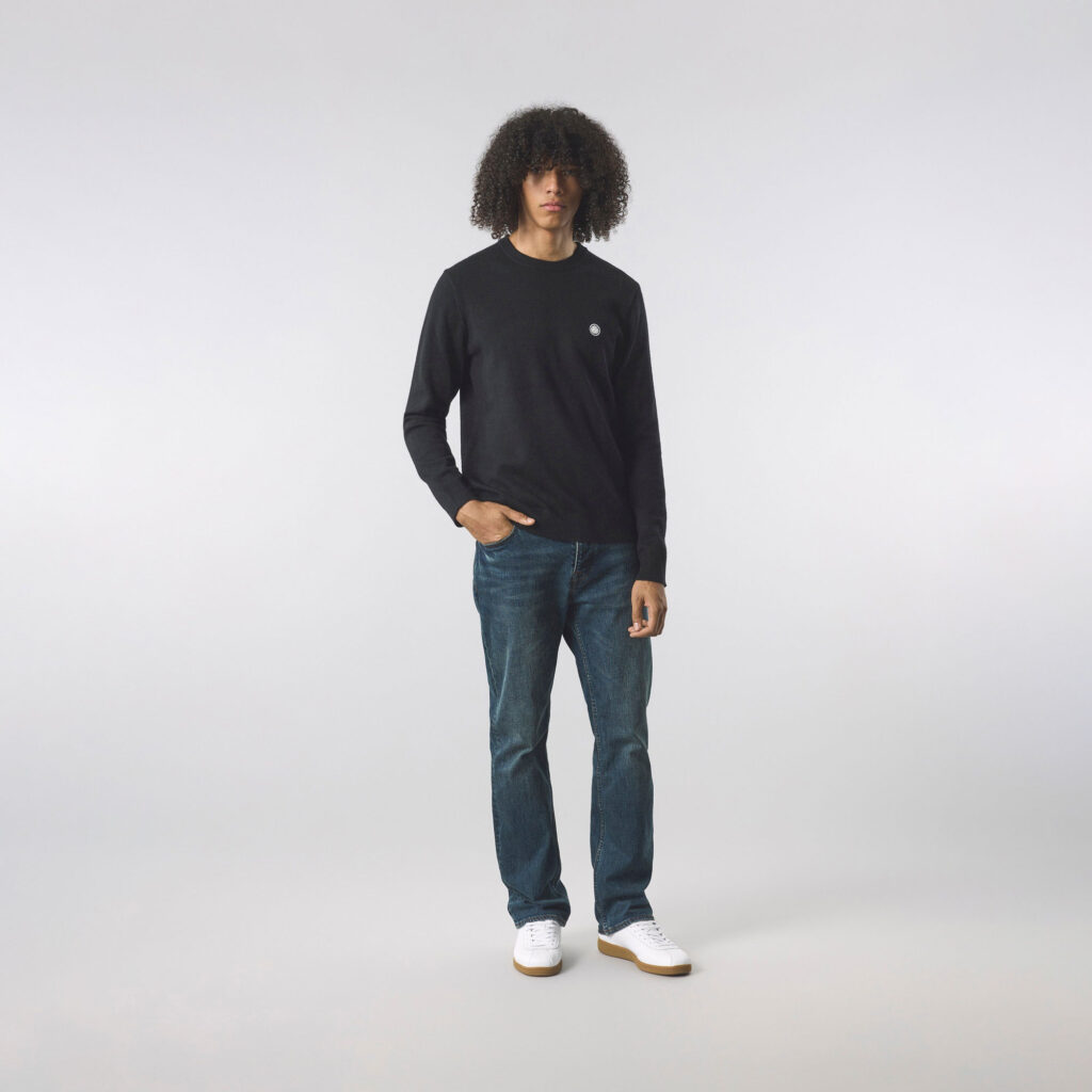 Pretty Green Merino Blend Regular Fit Long Sleeve Crew Neck - Black