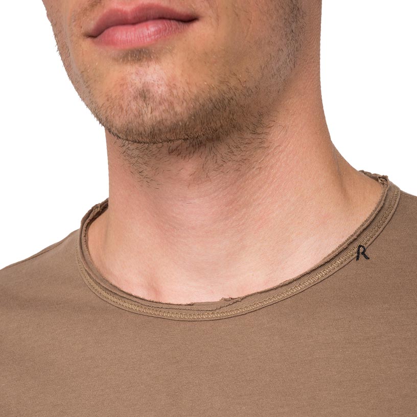 Replay Back Stitch Detail Regular Fit Short Sleeve T-Shirt - Brown