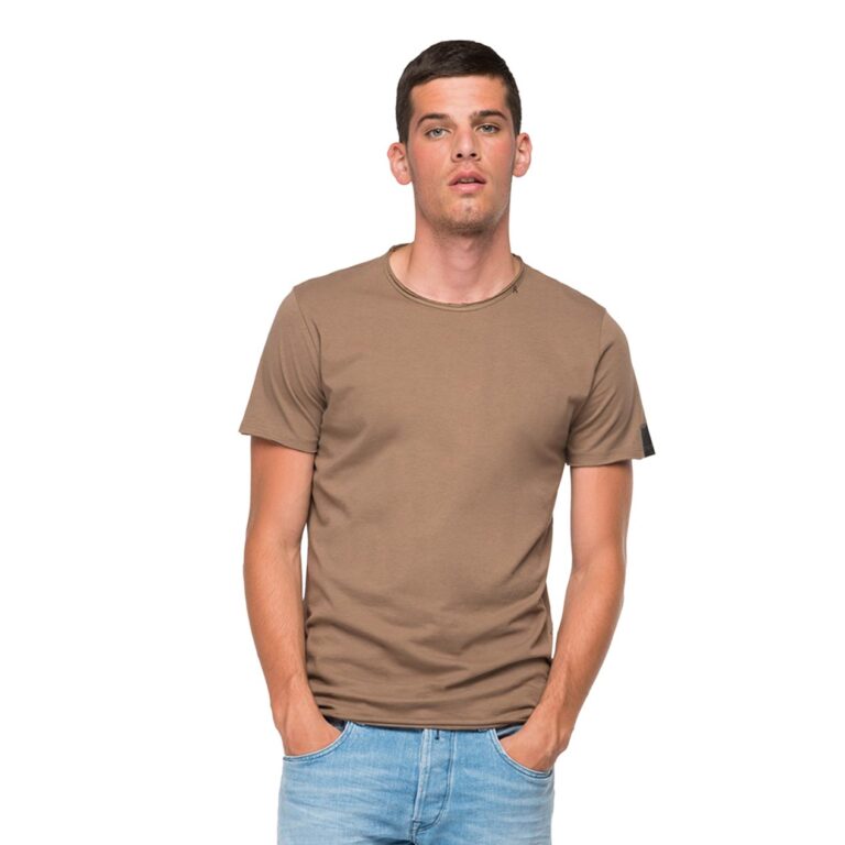 Replay Back Stitch Detail Regular Fit Short Sleeve T-Shirt - Brown
