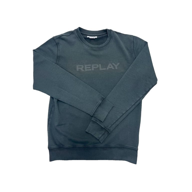 Replay Block Text Detail Regular Fit Long Sleeve Sweatshirt - Navy/Blue