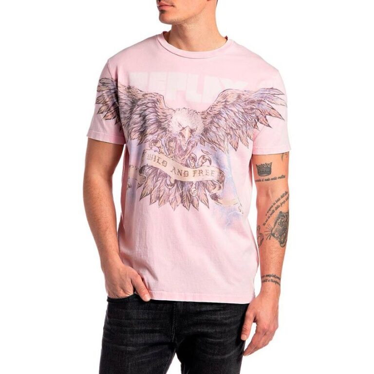 Replay Bold Eagle Graphic Regular Fit Short Sleeve T-Shirt - Pink