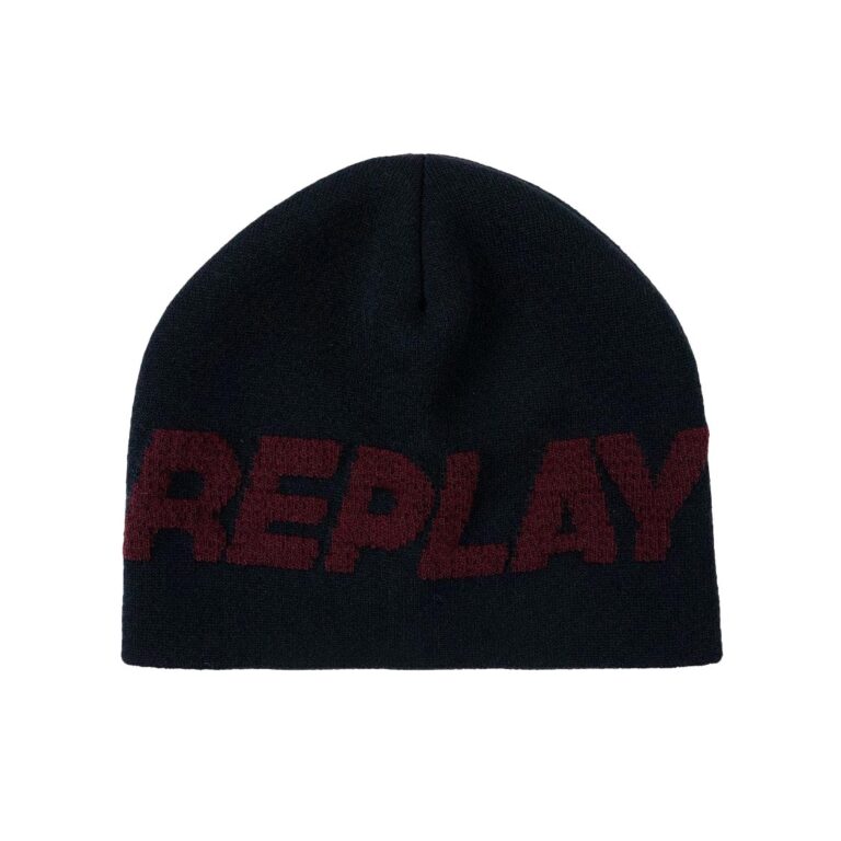 Replay Bold Text Graphic beanie - Blue/Red