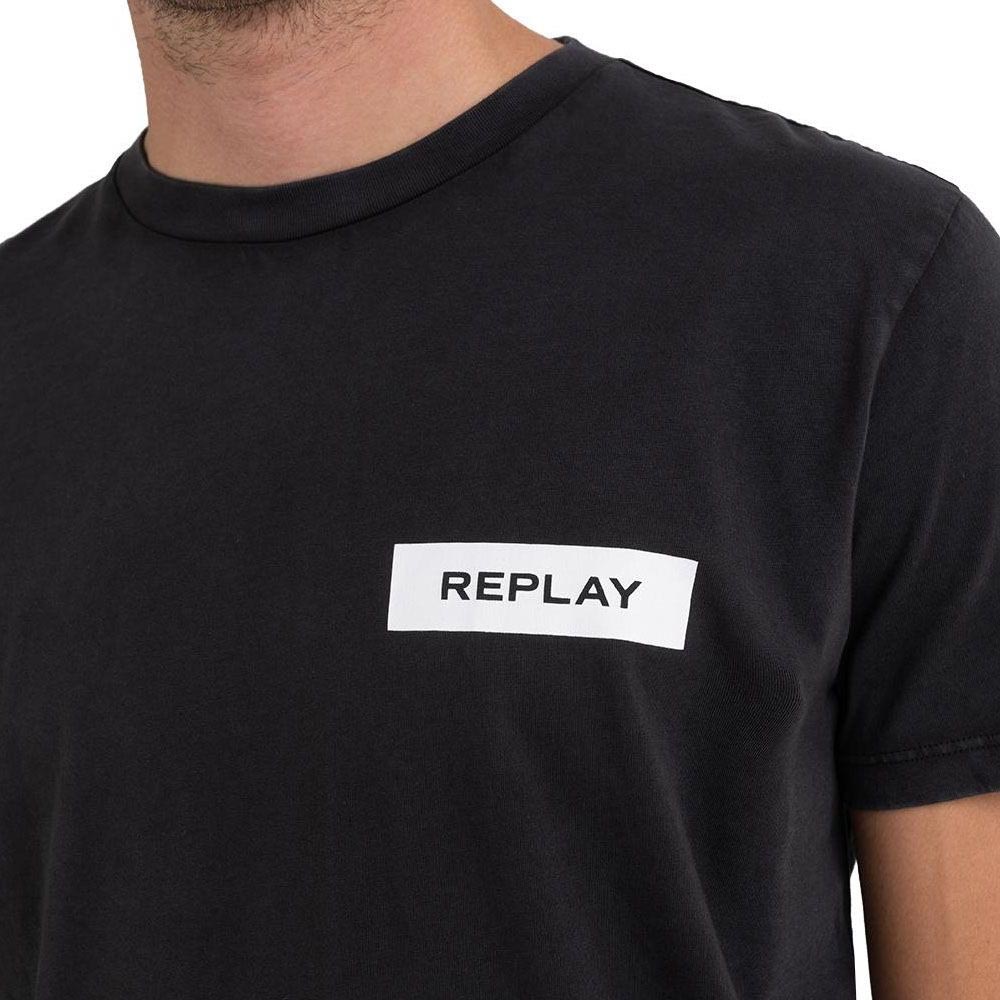 Replay Box Logo Organic Pack Regular Fit Short Sleeve T-Shirt - Black/White