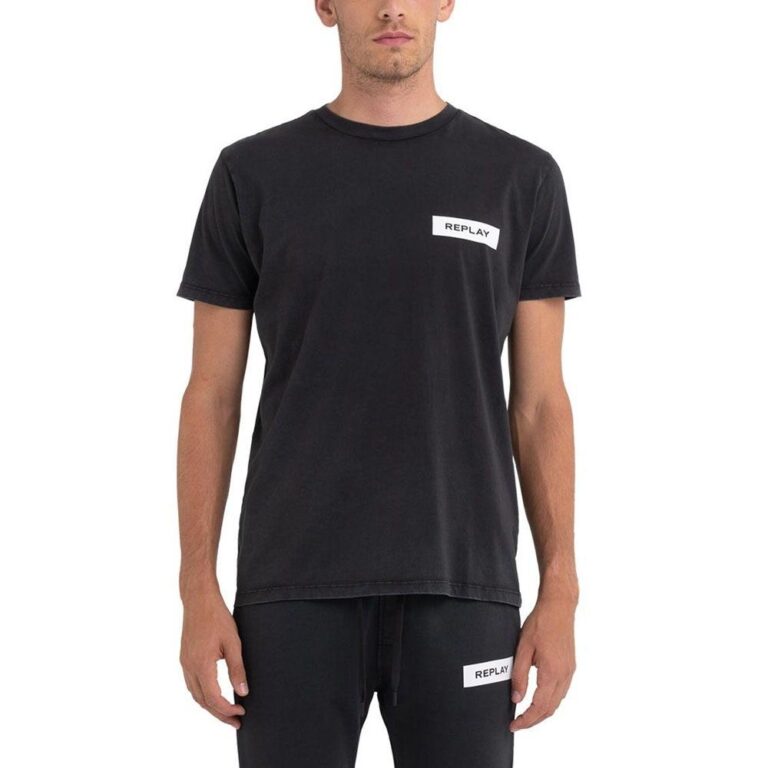 Replay Box Logo Organic Pack Regular Fit Short Sleeve T-Shirt - Black/White