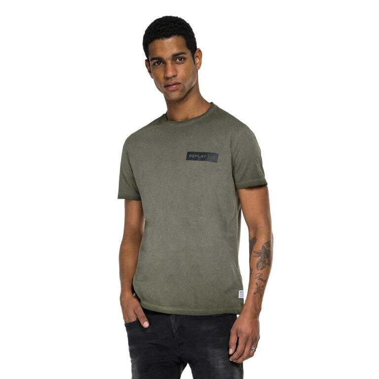 Replay Box Logo Regular Fit Short Sleeve T-Shirt - Washed Green