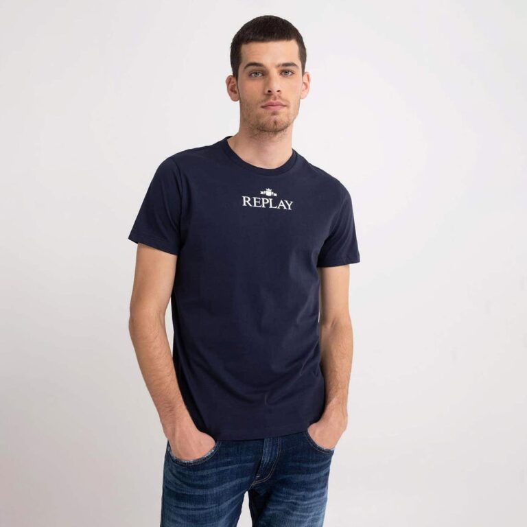 Replay Centre Badge Regular Fit Short Sleeve T-Shirt - Navy