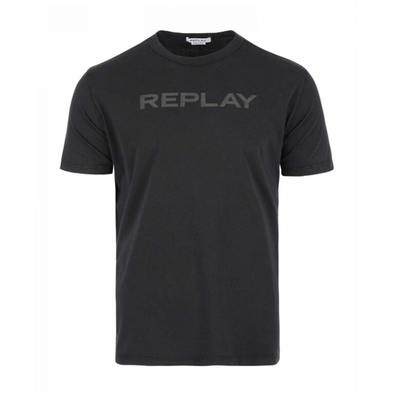 Replay Classic Centre Logo Regular Fit Short Sleeve T-Shirt - Black