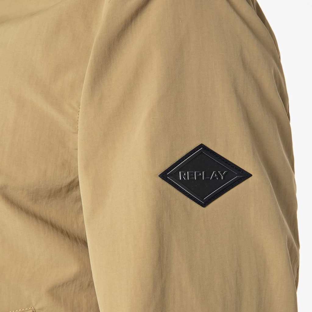 Replay Classic Regular Fit Long Sleeve Bomber Jacket - Beige