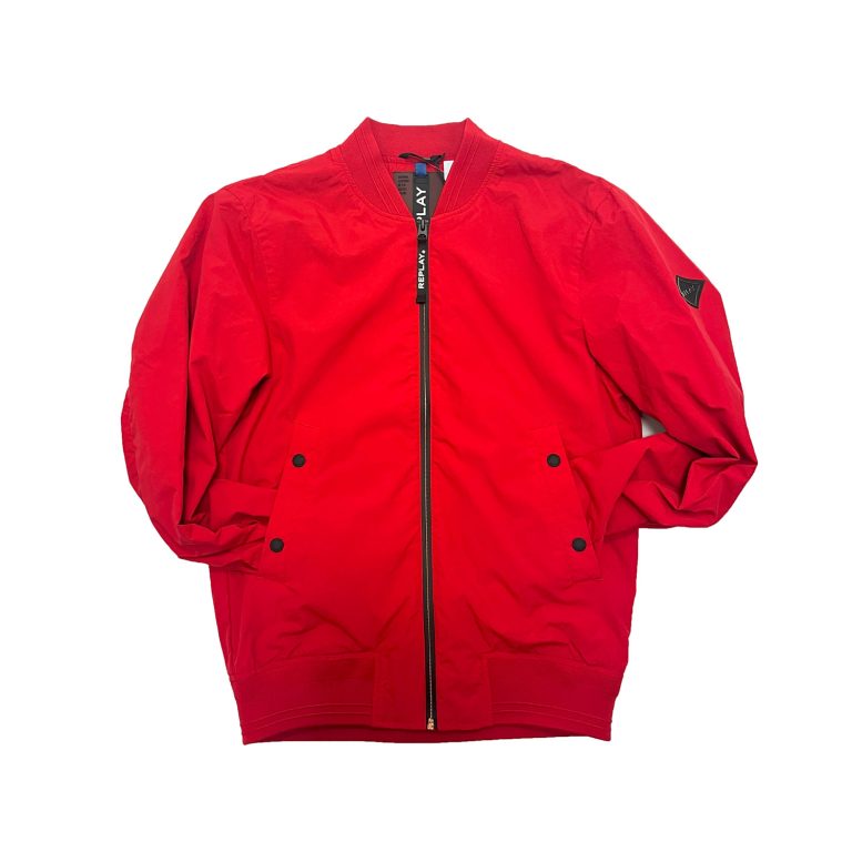 Replay Classic Regular Fit Long Sleeve Bomber Jacket - Red