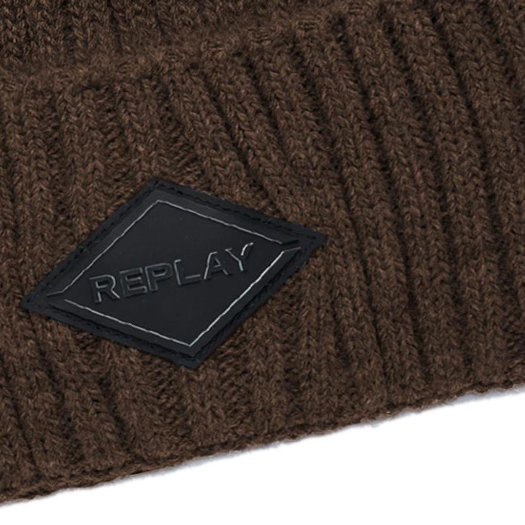 Replay Diamond Patch Beanie - Brown