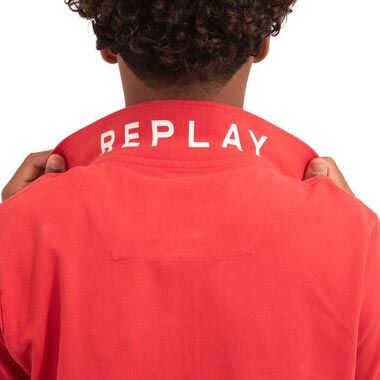 Replay Diamond Tipped Regular Fit Short Sleeve Polo Shirt - Red