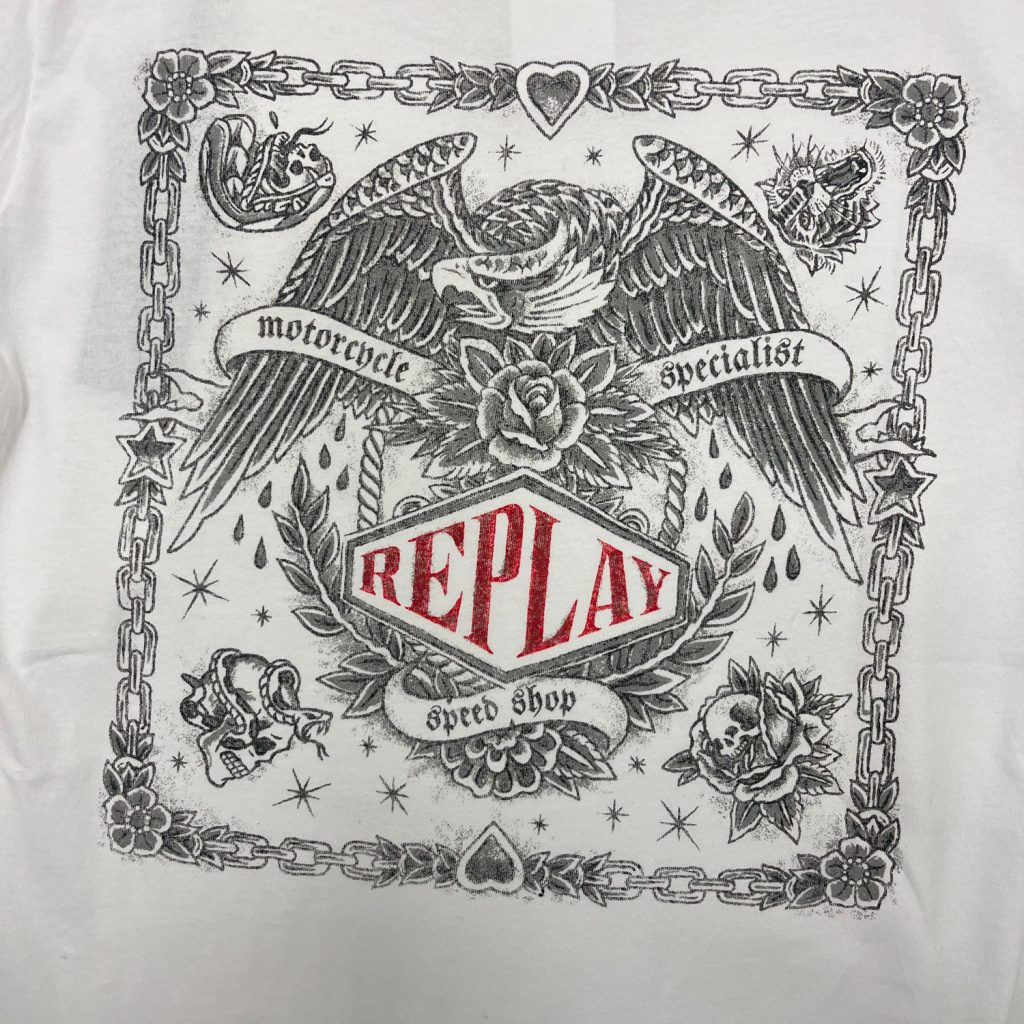 Replay Eagle Back Print Regular Fit Short Sleeve T-Shirt - White