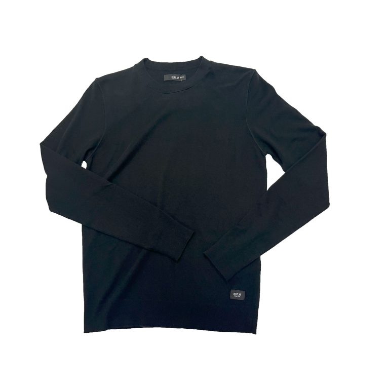 Replay Essential Knit Regular Fit Long Sleeve Sweatshirt - Blue
