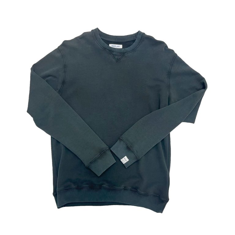 Replay Label Detail Regular Fit Long Sleeve Sweatshirt - Washed Navy