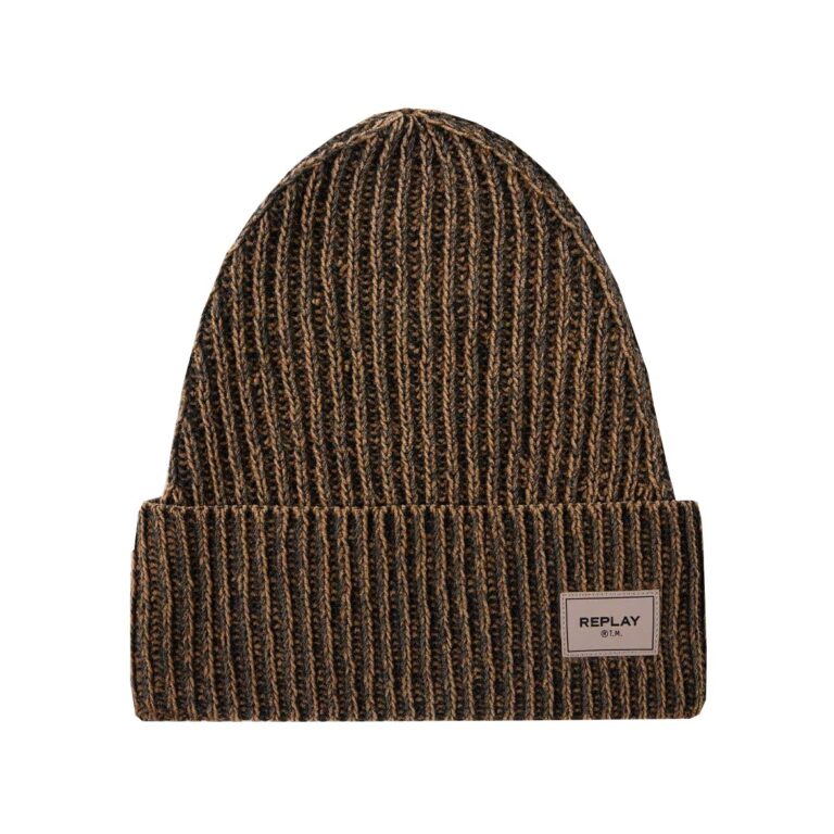 Replay Leather Patch Beanie - Yellow/Black