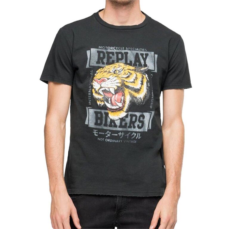 Replay Lion International Graphic Regular Fit Short Sleeve T-Shirt - Black
