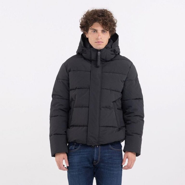 Replay Quilted Short Regular Fit Long Sleeve Jacket - Black