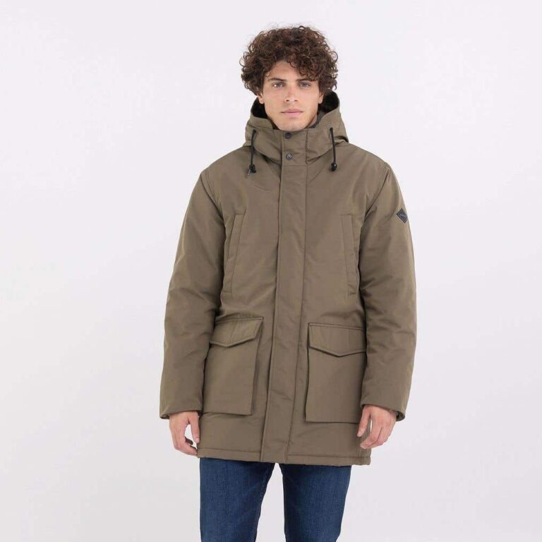 Replay Recycled Long Regular Fit Long Sleeve Jacket - Dark Olive