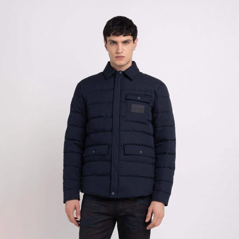 Replay Short Collar Regular Fit Long Sleeve Jacket - Deep Navy
