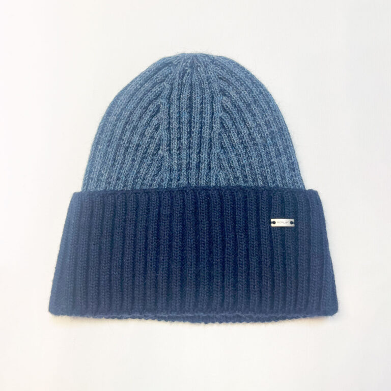 Replay Silver Badge Beanie - Blue