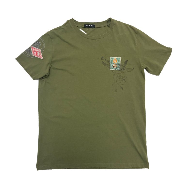 Replay Stamp Detail Regular Fit Short Sleeve T-Shirt - Green