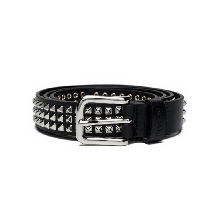 Replay Studded Leather Belt - Black