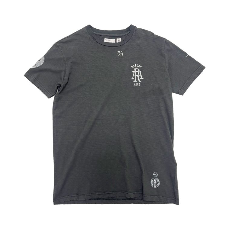 Replay Timeless Aged Regular Fit Short Sleeve T-Shirt - Black