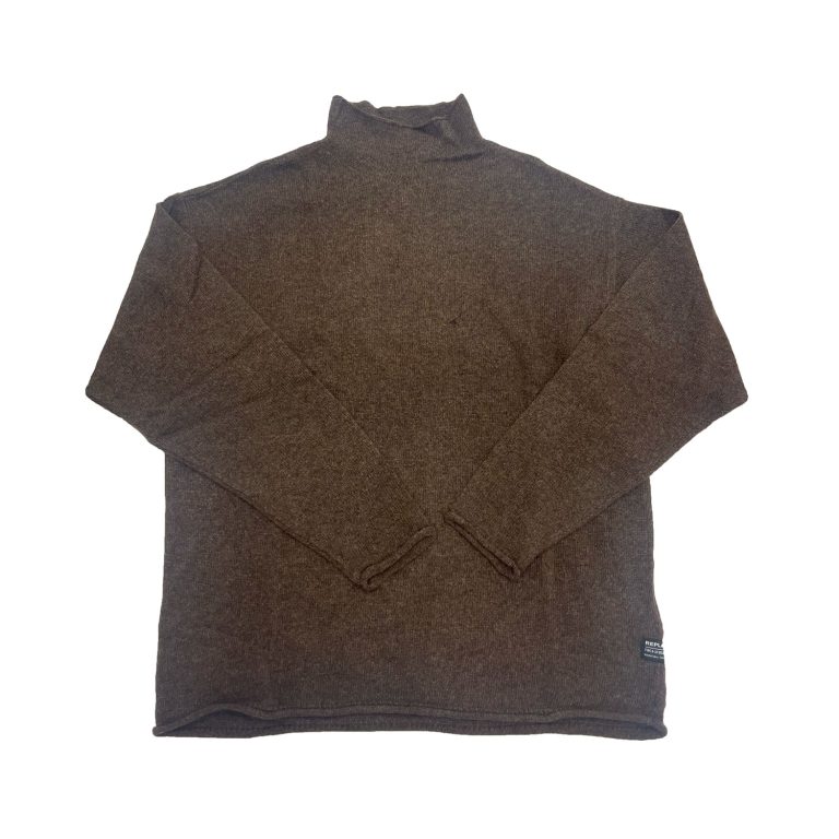 Replay Turtle Neck Lightweight Loose Fit Long Sleeve Sweatshirt - Brown