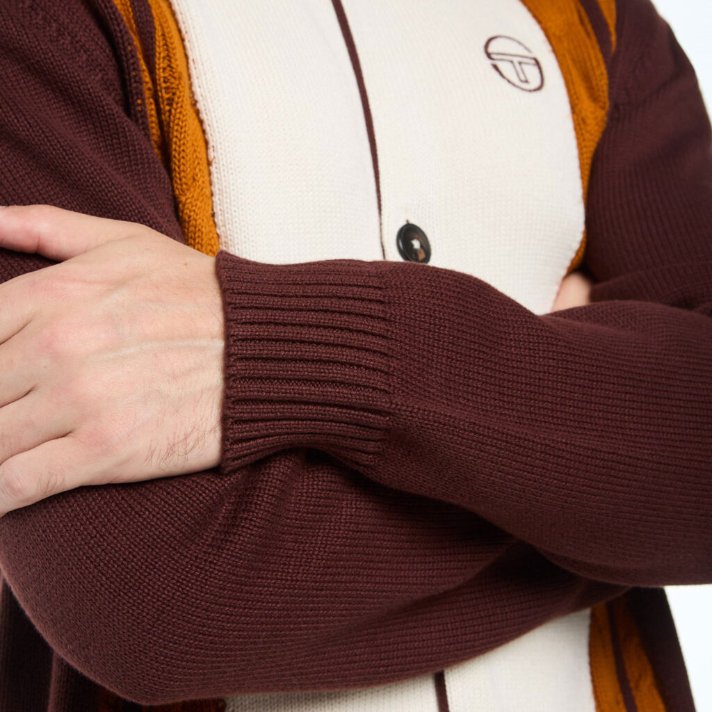 Sergio Tacchini Bruni Knit Cardigan - Bitter Chocolate / Gardenia / Pumpkin Spice
