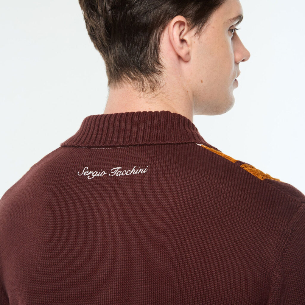 Sergio Tacchini Bruni Knit Cardigan - Bitter Chocolate / Gardenia / Pumpkin Spice