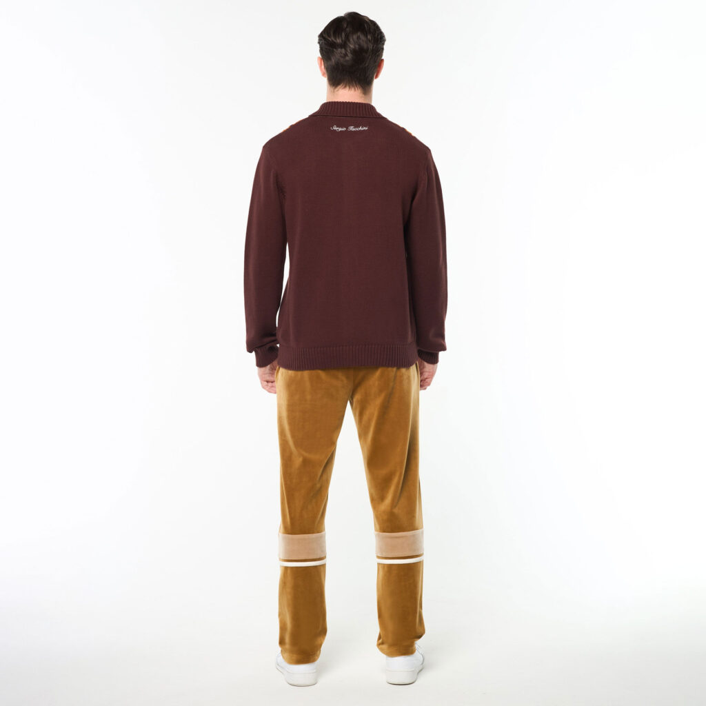 Sergio Tacchini Bruni Knit Cardigan - Bitter Chocolate / Gardenia / Pumpkin Spice
