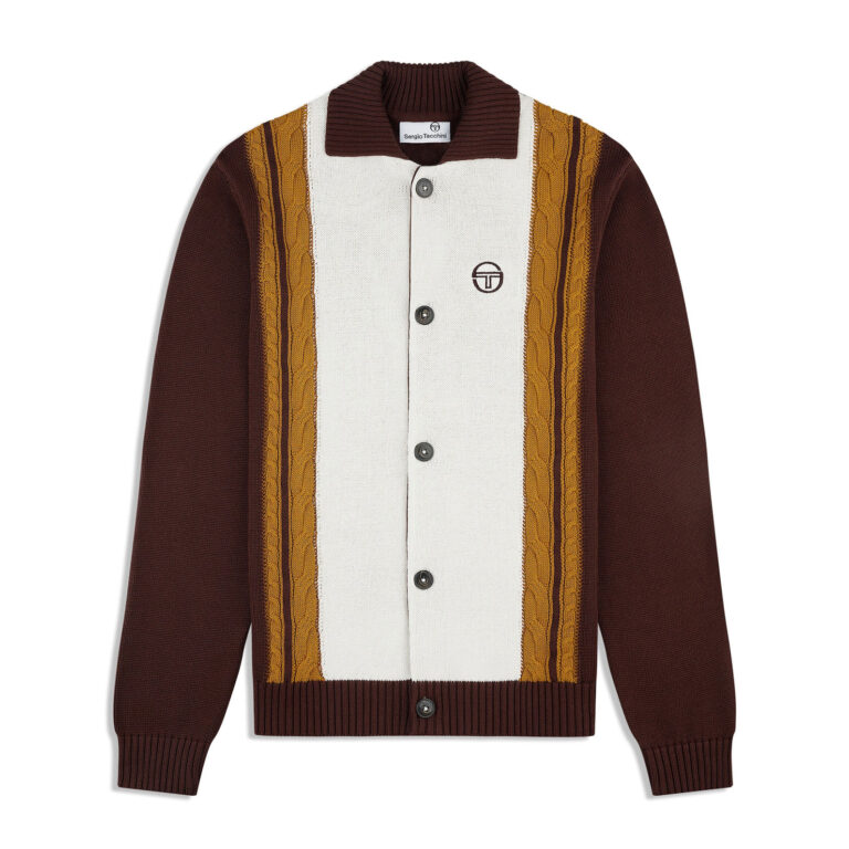 Sergio Tacchini Bruni Knit Cardigan - Bitter Chocolate / Gardenia / Pumpkin Spice