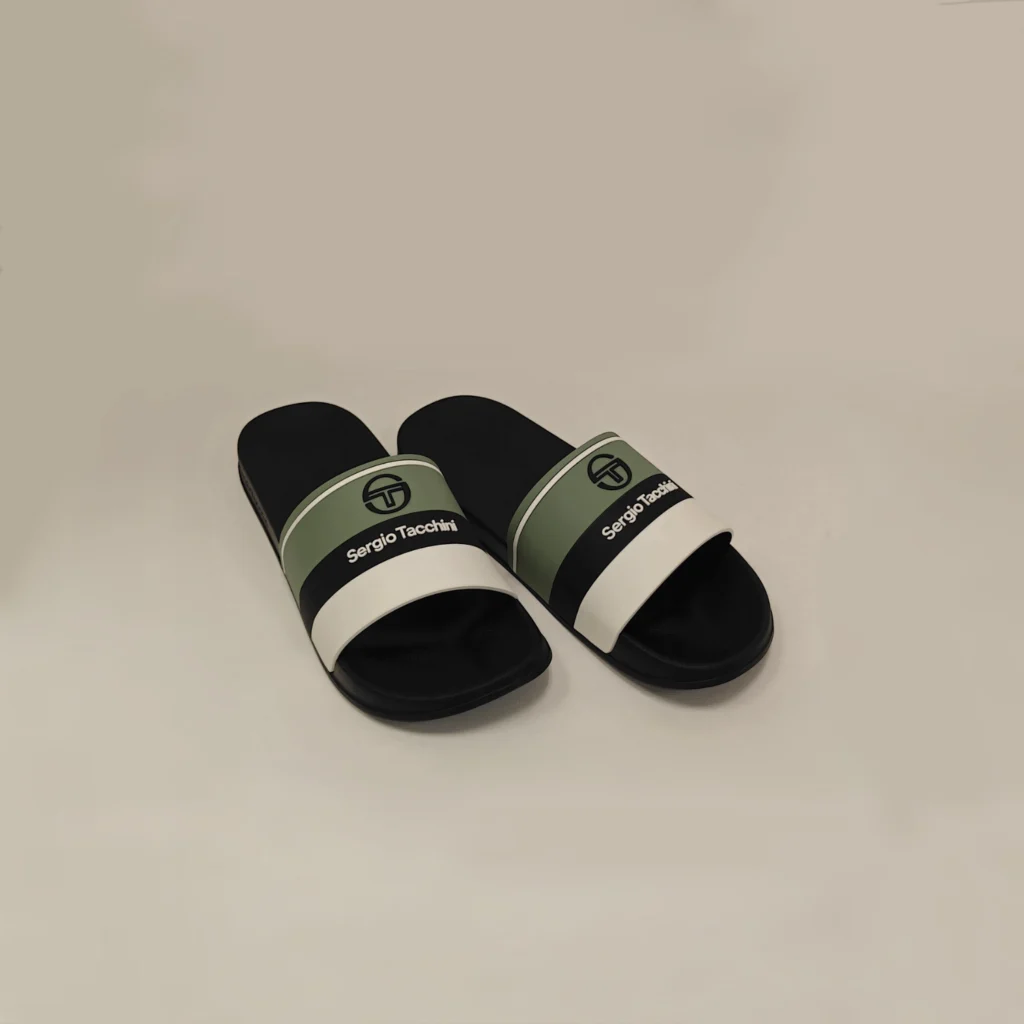 Sergio Tacchini Caspio Pool Slides - Black / Iceburg Green / White (4964)
