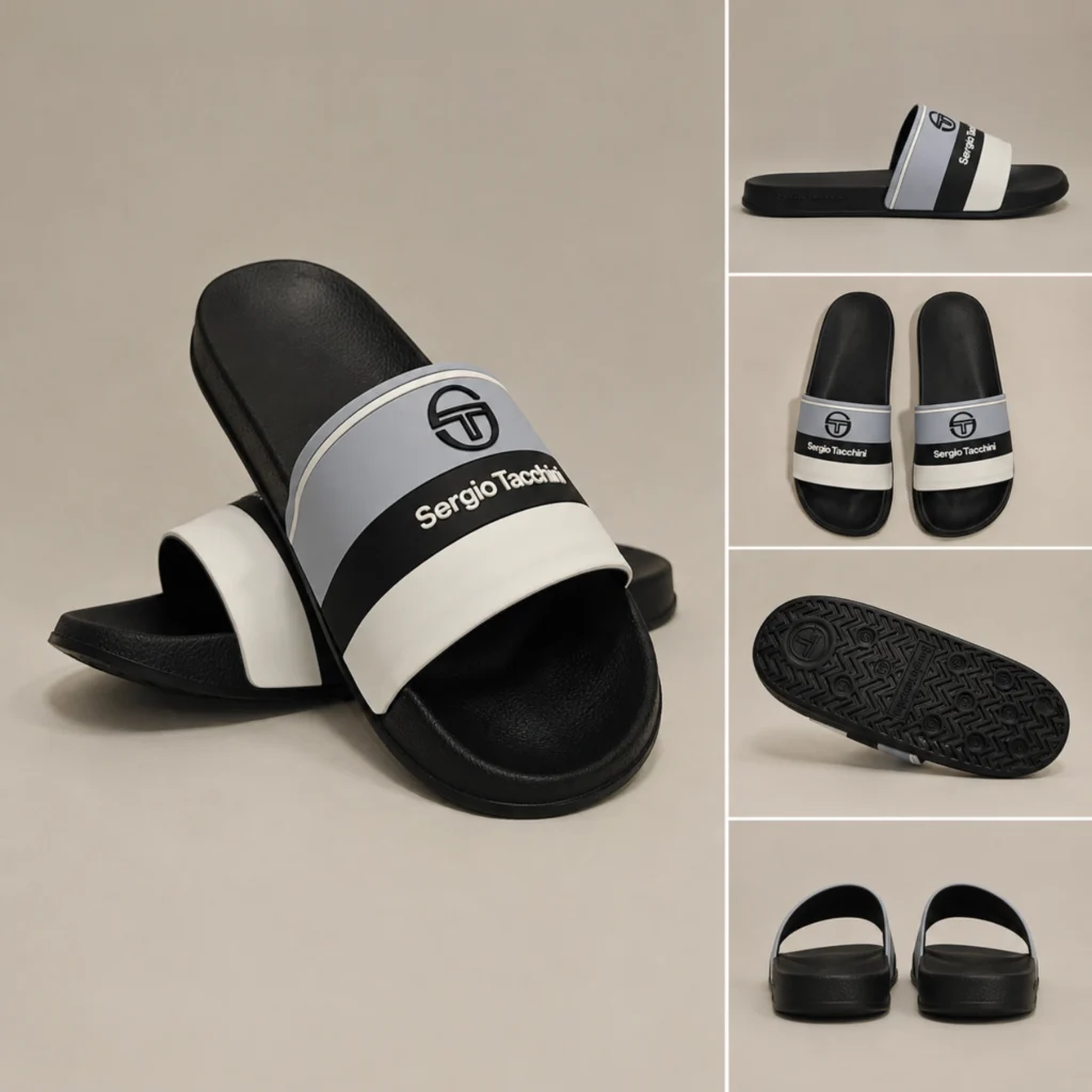 Sergio Tacchini Caspio Slides - Black / Skyway / White 4962
