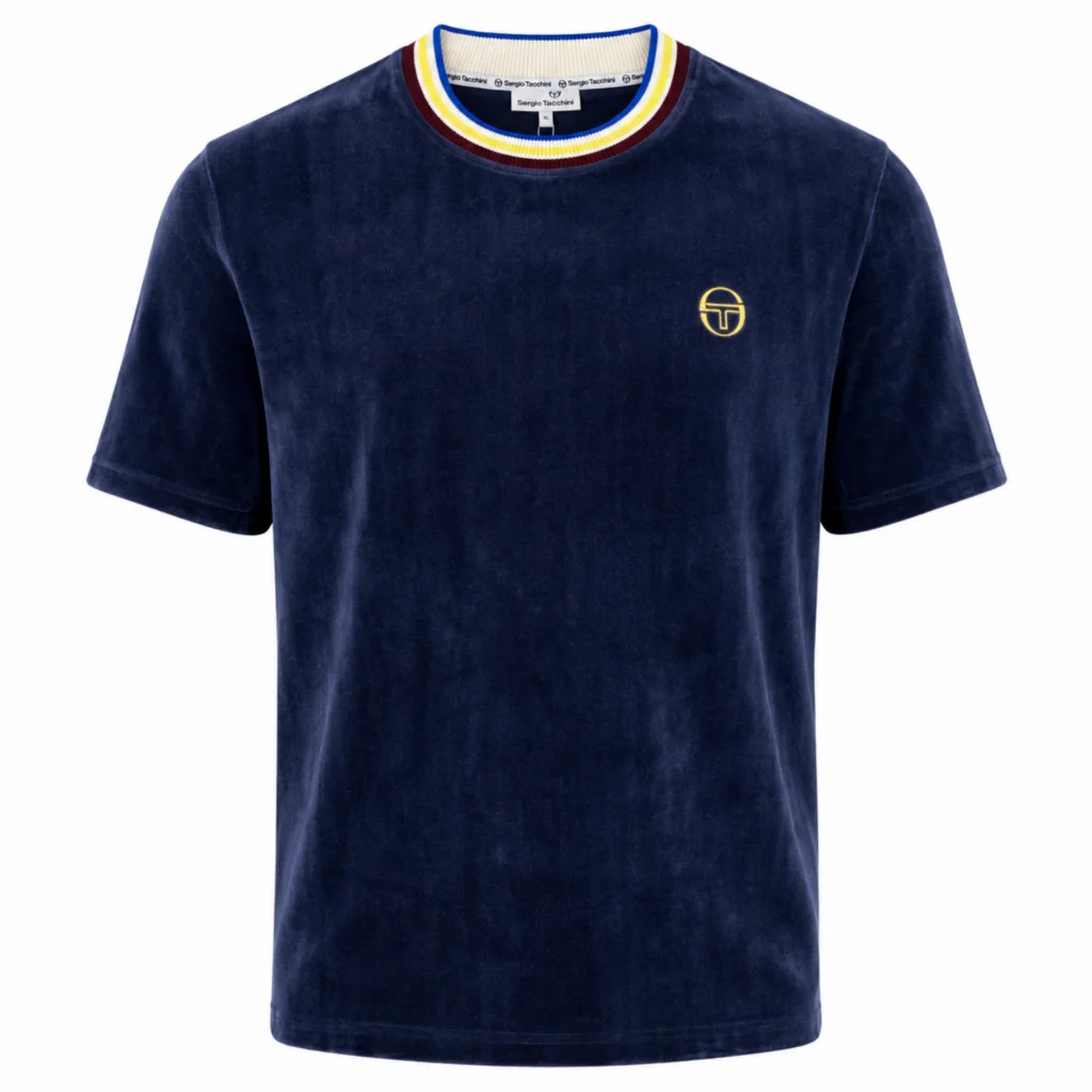 Sergio Tacchini Fino Velour T-Shirt - Maritime Blue