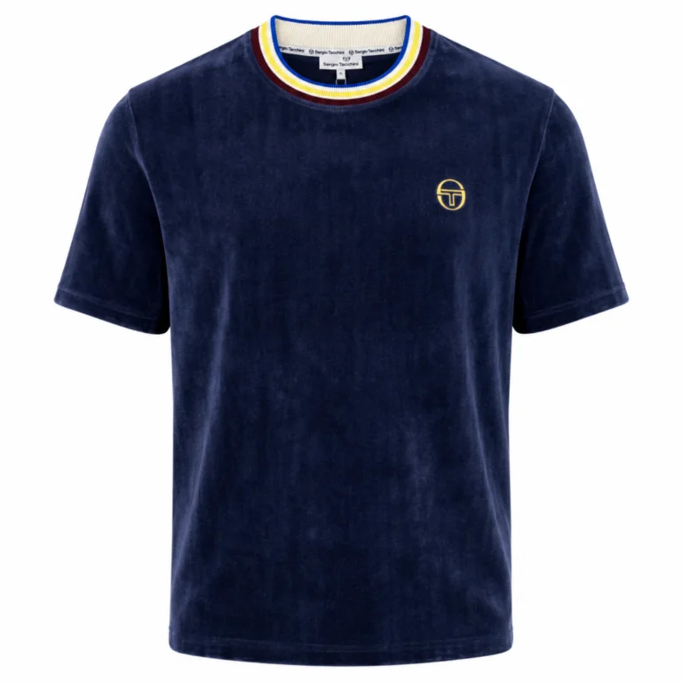 Sergio Tacchini Fino Velour T-Shirt - Maritime Blue