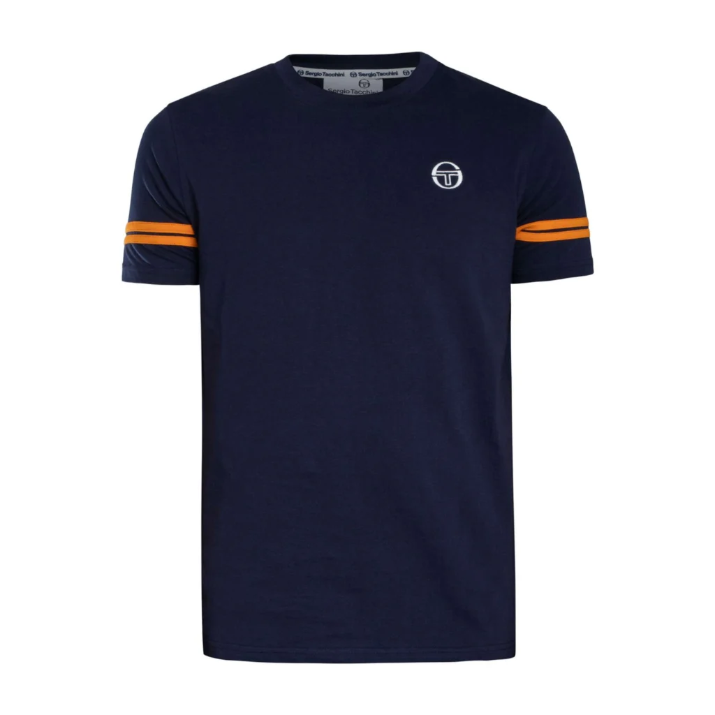 Sergio Tacchini Gerllo Crew Neck T-Shirt - Maritime Blue / Orange Pepper