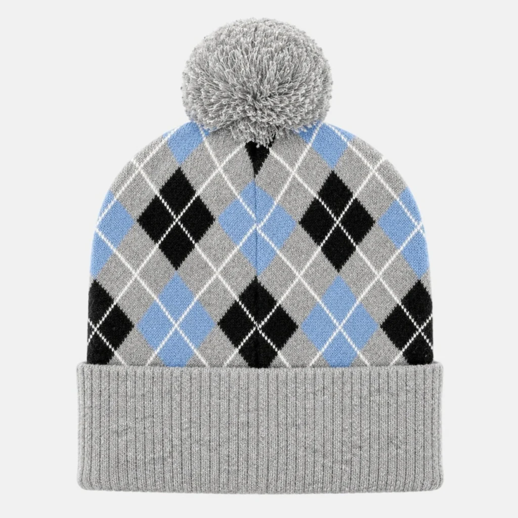 Sergio Tacchini Hamilton Argyle Pom Beanie - Charcoal Marl / Black / Country Blue