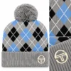 Sergio Tacchini Hamilton Argyle Pom Beanie - Charcoal Marl / Black / Country Blue
