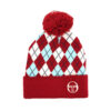 Sergio Tacchini Hamilton Jacquard Argyle Beanie - Rhubarb / Gardenia / Aruba Blue