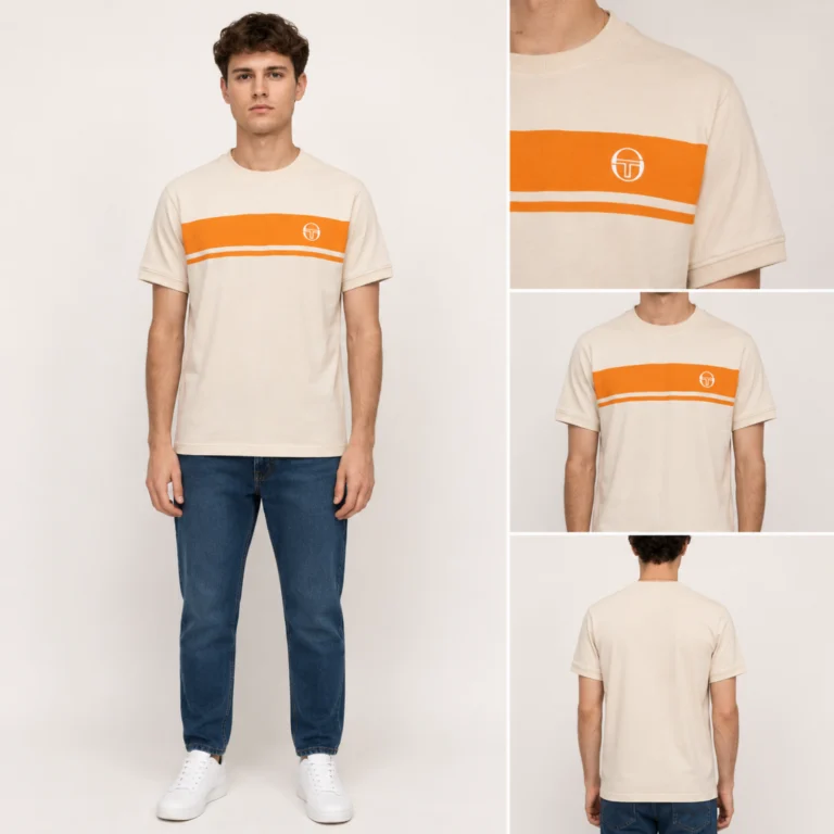 Sergio Tacchini Master Crew Neck T-Shirt - SandShell / Orange Pepper