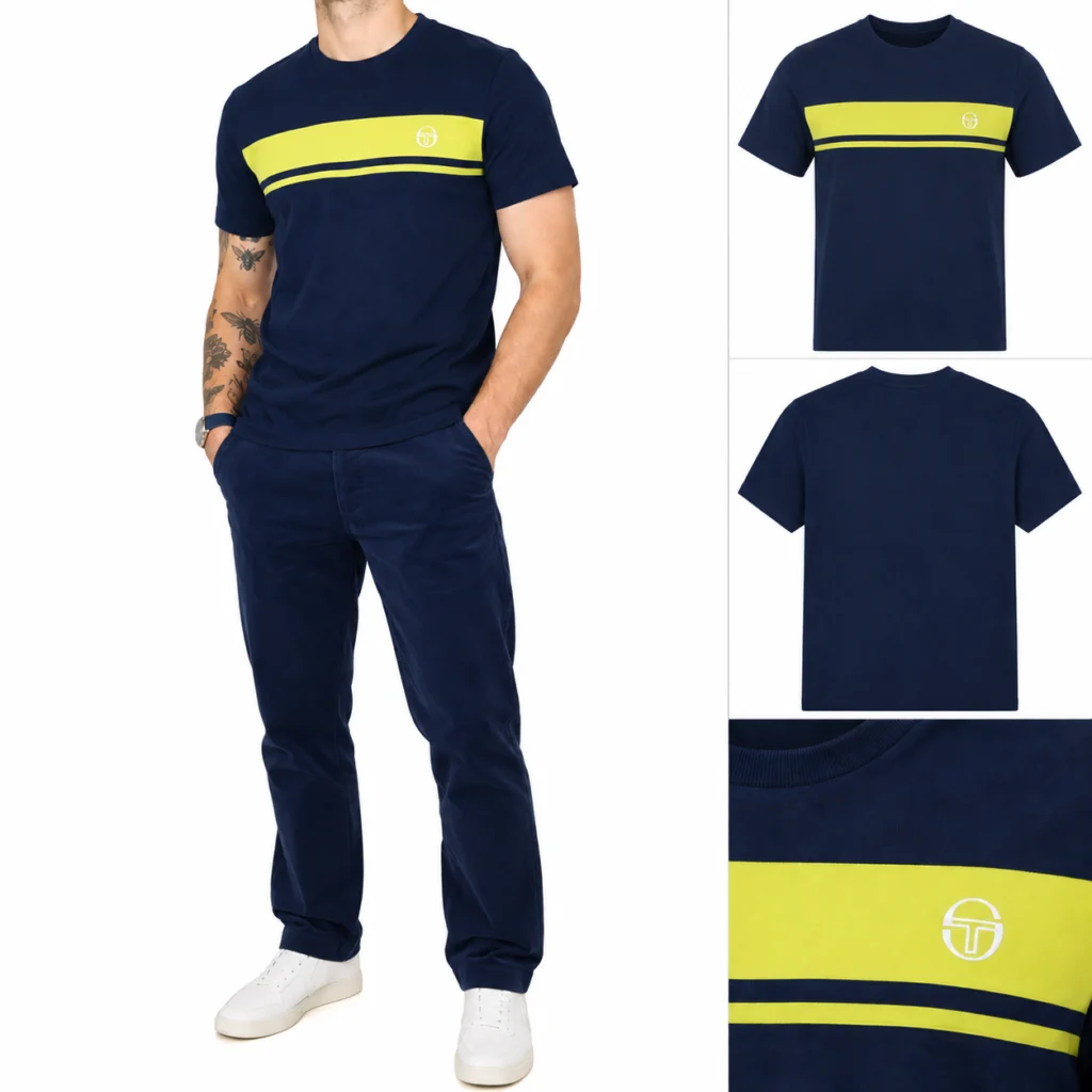 Sergio Tacchini Master Tee T-Shirt - Maritime Blue / Celery Green