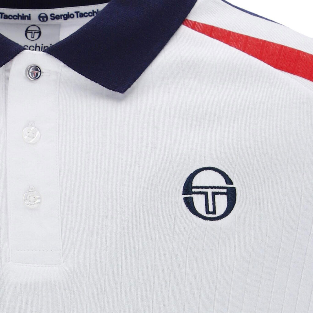 Sergio Tacchini New Blow Regular Fit Short Sleeve Polo - White/Maritime Blue/Adrenaline Rush