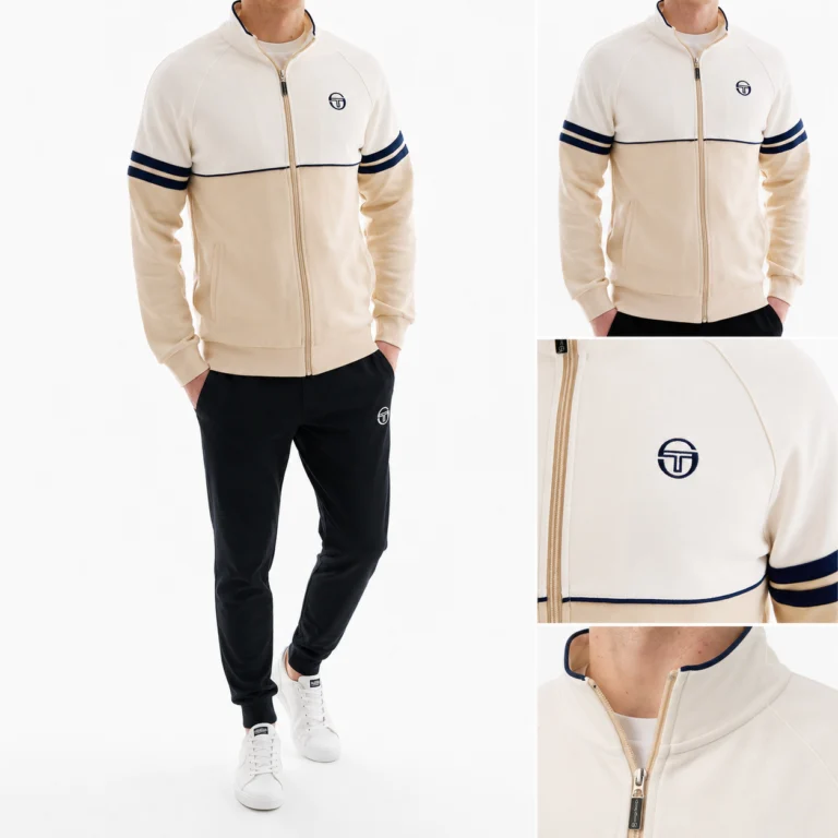 Sergio Tacchini Orion Track Jacket - Gardenia / Sandshell / Maritime Blue