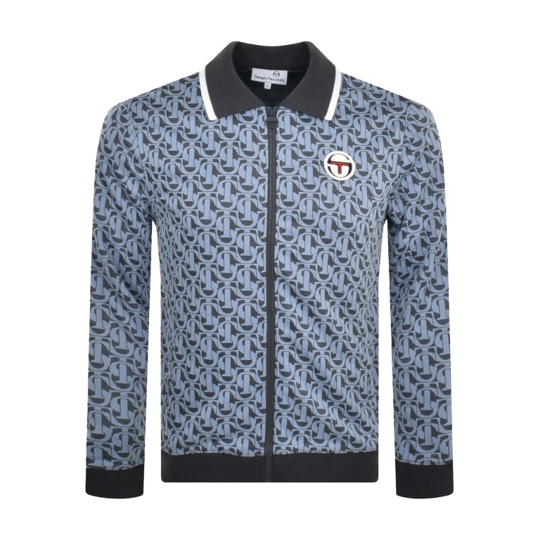 Sergio Tacchini Perry Regular Fit Long Sleeve Monogram Track Top - Celestial Blue/Quietshade