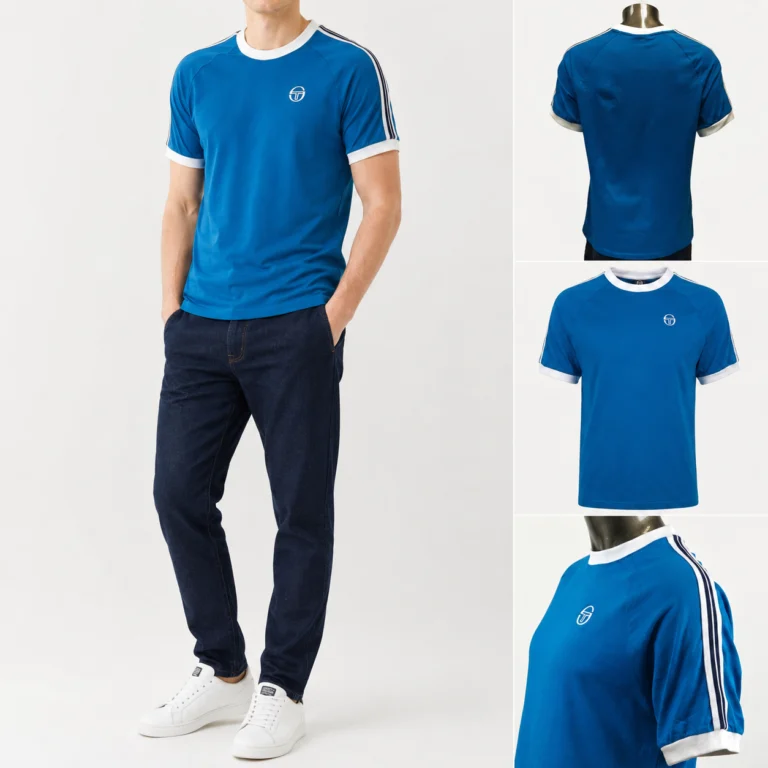 Sergio Tacchini Pino Ringer T-Shirt - Mykonos Blue / White