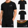 Sergio Tacchini Rainer FC T-Shirt - Black / Old Gold / Adrenaline Rush